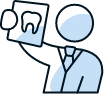 Dentist checking dental report logo